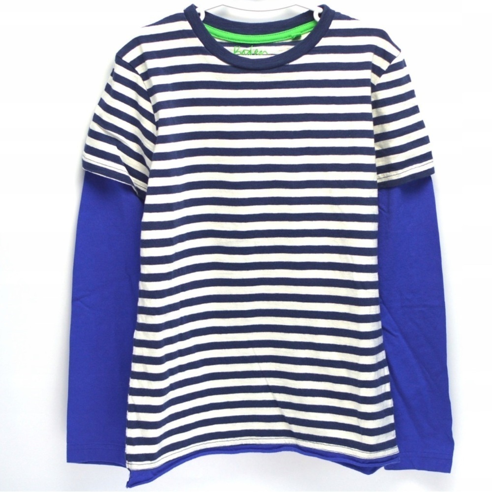 Mini Boden Boys Stripe Navy Long Sleeve Soft Cotton T-shirt